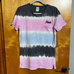 Tie-dye Pink brand T-shirt.